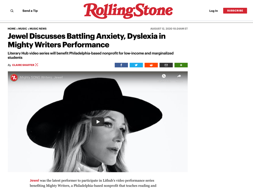Jewel talks about Dyslexia