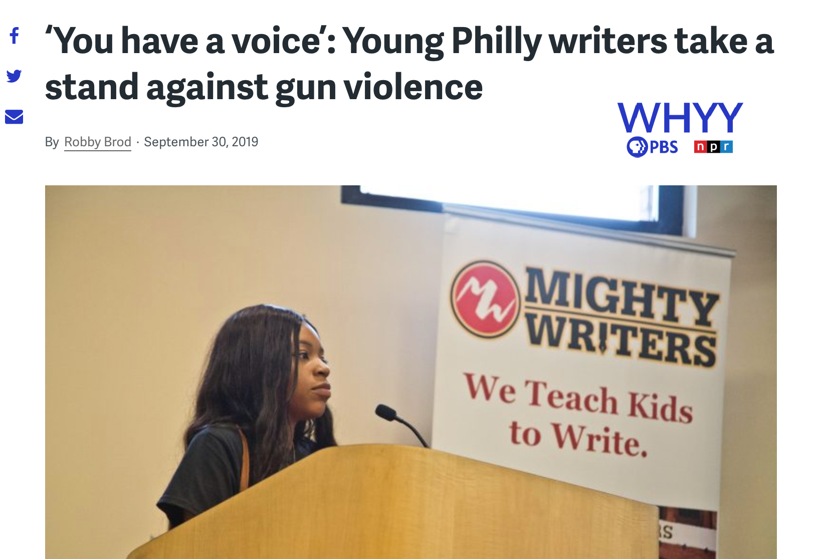 WHYY Gun Violence Article